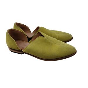 Frye And Co Fenn D'Orsay Flats In Lime Womens Size 6 Suede Light Yellow Green